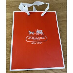 Red Coach Paper Shopping Bag Horse & Carriage 1941 New York Ribbon Handles 8x10